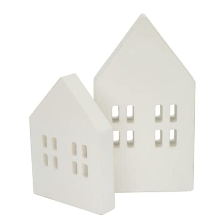 TFoRibbon House Shaped Wooden Sign Block Farmhouse Home Sign Tiered Tray Decor 2 Pack (White) Melostu