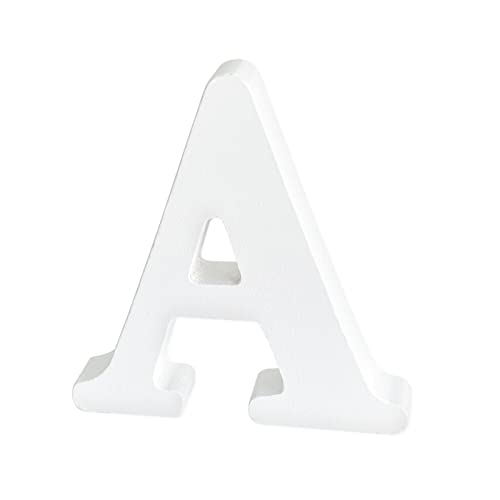 4 Inch Wood Letters, Unfinished Wooden Letters for Crafts, White Marquee Alphabet Letters for Wedding Birthday Party (Letter A) HANWER