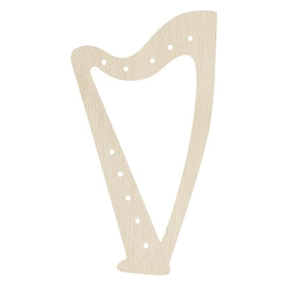 30 Pack 4 Inch Wood Harp Cutouts Unfinished Wooden Harp Hanging Ornaments DIY Harp Craft Gift Tags for Home Party Decoration Craft Project