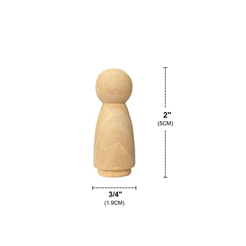 50 Pack Wood Peg Dolls Unfinished Wooden People Craft Blank Family Figures 3/4 x 2 inch Cregugua