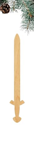3 Pcs Viking Sword Supply 3" Wooden Shape Ornaments Unique Unpainted Smooth Surface Unfinished Laser Cutout Wood Sheets Boards for Crafts 1/8 Inch Generic