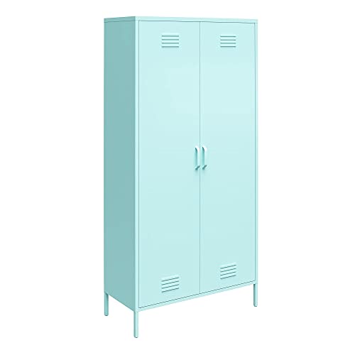 Novogratz Cache Tall 2 Door Metal Locker Cabinet, Mint - WoodArtSupply