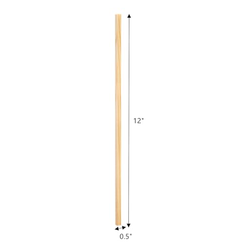 Frcctre 50 Pack Unfinished Square Wooden Dowel Rods, 1/4 x 12 Inches Unfinished Wood Dowel Strips Craft Sticks Square Sticks for DIY Crafts Projects, Frcctre