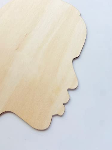 Texan Wood Crafts Small to Large Select your Size African Male, Man Face Silhouette Head Unfinished Wood Laser Cut Cutout Shape DIY Crafts Door Wall Texan Wood Crafts