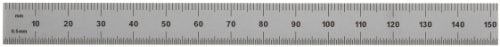 Mitutoyo 182-205, Steel Rule, 6" X 150mm, (1/32, 1/64", 1mm, 1/2mm), 1/64" Thick X 1/2" Wide, Satin Chrome Finish Tempered Stainless Steel Mitutoyo