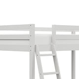 Hillsdale Caspian White Twin Loft Bed with Built-In Desk for Kids Hillsdale