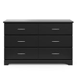 Storkcraft Brookside 6 Drawer Double Dresser (Black) – GREENGUARD Gold Certified, For Nursery, Kids Organizer, Chest of Drawers Stork Craft