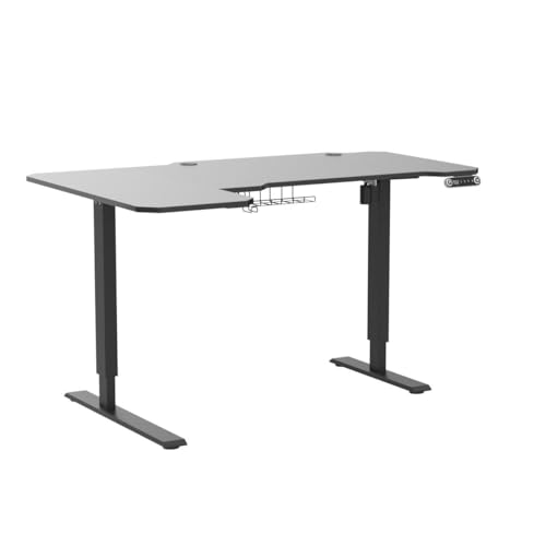 Jceet Adjustable Height L-Shaped 59 Inch Electric Standing Desk - Sit Stand Computer Desk, Stand Up Desk Table for Home Office, Black Frame and Top - WoodArtSupply