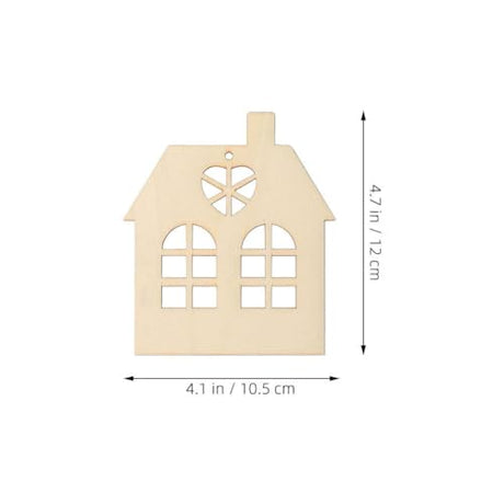 Tofficu 10Pcs House Wood Cutouts Wooden House Shaped Craft Shapes Unfinished Wood Embellishment Slices Hanging Ornaments with Ropes Gift Tags for DIY Tofficu