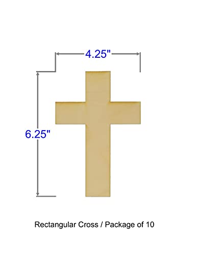 Unfinished Rectangular Cross Wood Cutout (1/8" Thickness, Small 4.25" x 6.25" (Package of 10))