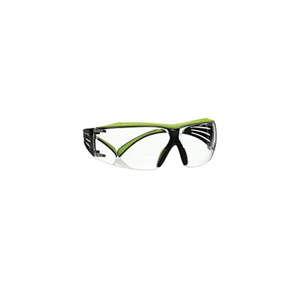 3M Safety Glasses, SecureFit 400X, ANSI Z87, Anti-Fog Anti-Scratch Clear Lens, Green and Black Frame, Brow Guard, Lightweight, Soft Nose Bridge and