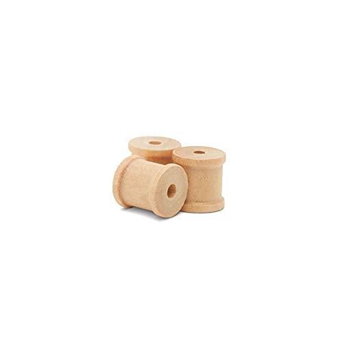 Wooden Spools 1/2 x 1/2 inch Pack of 100 Unfinished Mini Birch Wood Spools, Splinter-Free, for Crafts and Wood Jewelry by Woodpeckers Woodpeckers