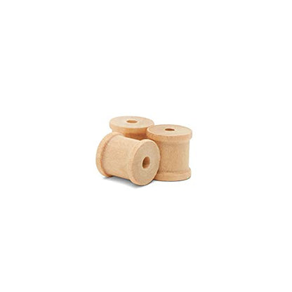 Wooden Spools 1/2 x 1/2 inch Pack of 100 Unfinished Mini Birch Wood Spools, Splinter-Free, for Crafts and Wood Jewelry by Woodpeckers