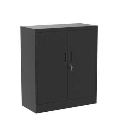 Wanfu Metal Storage Cabinet with Locking Doors and Adjustable Shelves, 36.2" H Steel Storage Cabinet for Garage, Home, Office, Utility Room-Black - WoodArtSupply