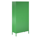 Novogratz Channing Tall 2 Door Storage Cabinet-Mesh Metal Locker, Kelly Green Novogratz