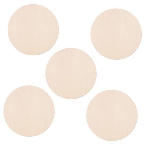 Kisangel 5pcs Wooden Blank Hanging Tag Wooden Craft Shapes Wood Panels Unfinished Door Sign Cutouts Wood Slices Wood Sign Blank Disc Xmas Wall Plaque Kisangel
