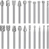 Carving Bits Wood Engraving Router Bit with 1/8"(3Mm) Shank, 20Pcs HSS Different Burr Set to Meet Your Different Needs, Durable Rotary Tools WoodArtSupply