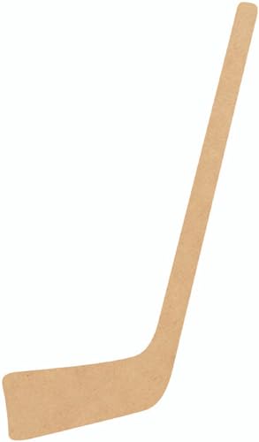 Wooden Hockey Stick Craft 3'' Cutout, Unfinished Wood Blank Sports MDF Shape, Kids DIY Wall Hanging