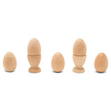 Wooden Egg Holder 2-1/8 inch, Pack of 6 Egg Cups Wooden & 6 2-1/2 inch Flat Bottom Eggs in a Cup, Wood Egg Unfinished, by Woodpeckers Woodpeckers