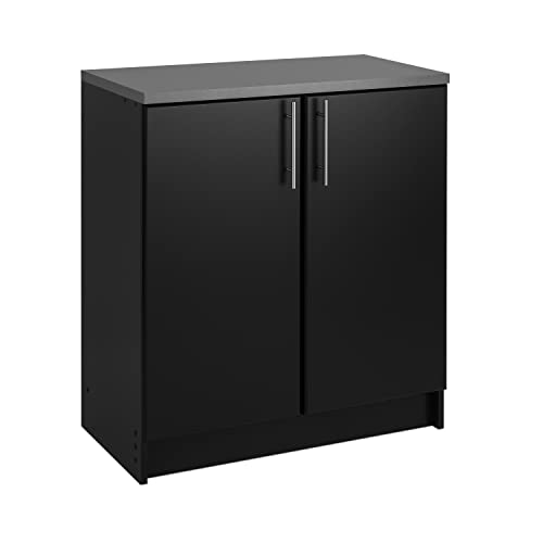 Prepac Elite Functional 2-Piece Garage Cabinets and Storage System Set J, Simplistic Garage Closet Shop Cabinets 16" D x 64" W x 65" H, Black,