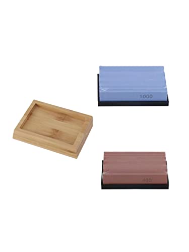 Sharpening Stones for Wood Carving Tools - Whetstones Carvers Sharpener -Gouge Stone 400 & 1000 Grit with Removable Nonslip Pads and A Bamboo Base,