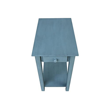 IC International Concepts International Concepts Narrow End Table, Ocean Blue - Antique Rubbed - WoodArtSupply