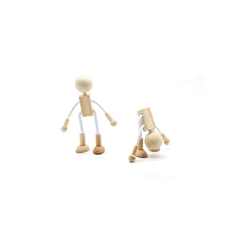 Milisten 4pcs Wood Peg Dolls Unfinished Wooden People Doll Robot for DIY Painting Craft Art Peg Game Party Decoration Milisten
