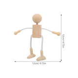 Tofficu Wooden Peg Dolls Unfinished Wood Robot 4pcs DIY Mini People Doll with Flexible Joint Wood Painting Figures Kids Educational Toys for Craft Tofficu