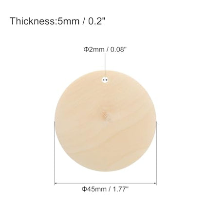 uxcell Round Wooden Discs, 20Pcs 45mm - Log Unfinished Wood Circles with Holes, Wood Ornaments for Crafts, DIY Jewelry Accessories, Birthday Board uxcell