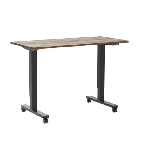 Cubiker 55 x 24 Inch Standing Desk, Stand up Height Adjustable Home Office Electric Table, Sit Stand Desk with Splice Board, Black Frame & Rustic Cubiker