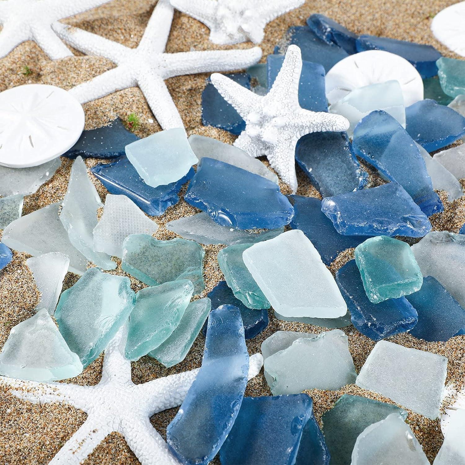 5.3 Oz Sea Glass Decor Cobalt Blue Pieces and 12 Pieces Resin