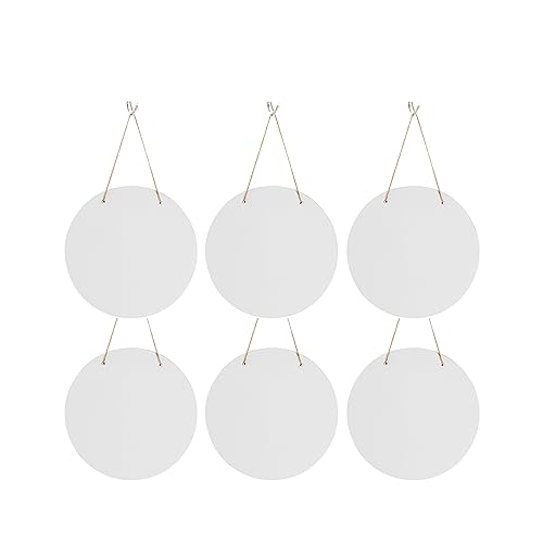 PYD Life 6 Pack 10" Round Sublimation Door Hanger Blanks White Hardboard MDF Wood Blanks Wall Hanging for Heat Press Machine Printing PYD Life