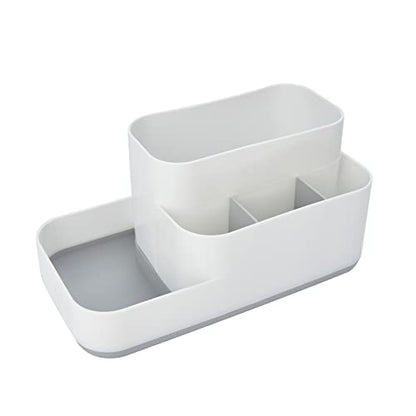 LETURE Desktop Storage Organizer, Pen Pencil Card Holder Box Container for Desk, Office Supplies, Vanity Table (White) - WoodArtSupply