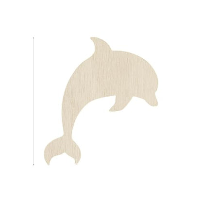 30 Pack 4 Inch Wood Dolphin Cutouts Unfinished Wooden Beach Dolphin Hanging Ornaments DIY Dolphin Craft Gift Tags for Home Party Decoration Craft