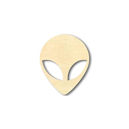 Unfinished Wood Alien Head - Outer Space - Craft - up to 24" DIY 10" / 3/4" - WoodArtSupply