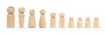 Hygloss Products Wood Peg Dolls – Craft Paintable Birchwood Doll People – Assorted Family, 10 Pieces (8560)