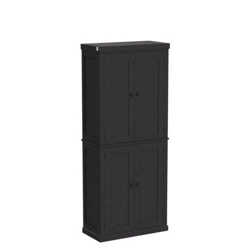HOMCOM 72.5" Freestanding Black Kitchen Pantry Cabinet with Adjustable Shelves HOMCOM