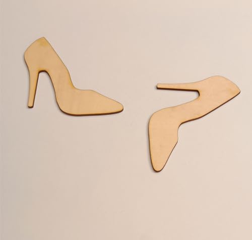 20pcs of High Heels Shaped Wood Cutouts,High Heel Shape,Wooden High Heel for Crafts and Decorations (4'') - WoodArtSupply