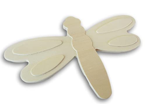 Unpainted Layered Dragonfly Wood Shape Decor - 4 3/8 x 6 7/8 x 1/4 Inch - for Arts and Crafts Woodpile Fun!