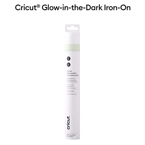 Cricut Iron On Glow in The Dark Vinyl, Strong & Durable Adhesive Vinyl, Easy to Weed & Apply, Perfect for Making Costumes & Designing Cool T-Shirts, - WoodArtSupply