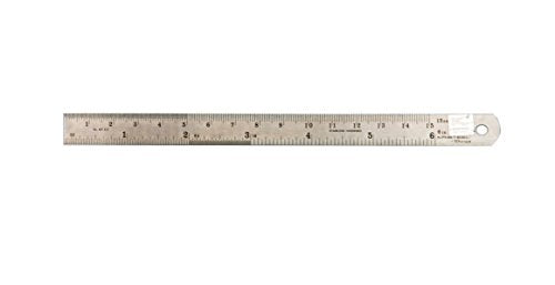 Kristeel Shinwa 6" 150 mm Rigid English Metric Satin Chrome Stainless Steel Machinist Engineer Ruler / Rule with Conversion Table Model 401 A5 AI