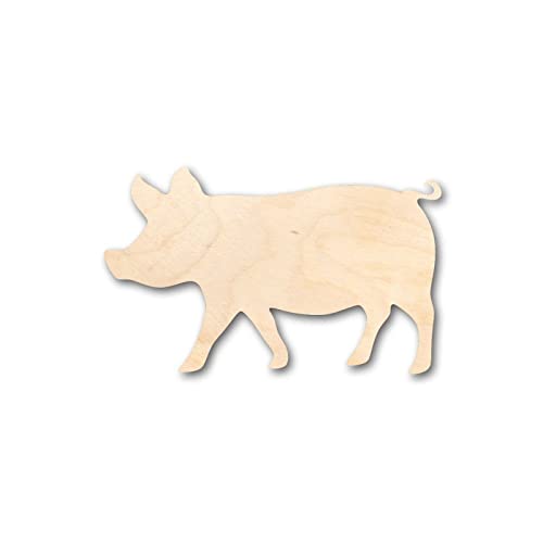 Pig Wood Craft,Unfinished Wooden Cutout Art,DIY Wood Sign, Inspirational Farmhouse Wall Plaque,Rustic Home Decor for Home Restroom Bathroom Toilet Arupkeer