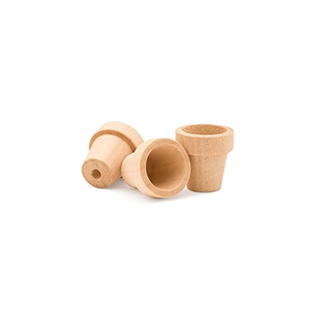 Small Wooden Flower Pot 1-1/6 x 1-inch, Pack of 12 1 inch Mini Pots, 1 Flower Pots to Paint & Plant, by Woodpeckers Woodpeckers