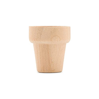 Small Wooden Flower Pot 1-1/6 x 1-inch, Pack of 12 1 inch Mini Pots, 1 Flower Pots to Paint & Plant, by Woodpeckers