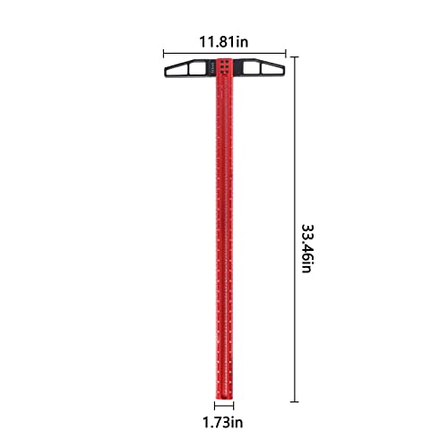 Tydeey 12, 24, 31, 39 in Precision Ruler Square T-shaped Woodworking Scriber Measuring Tool, Aluminum Alloy Architect Ruler for Carpenter Work, T