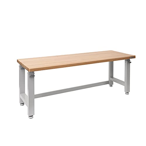 Seville Classics Heavy-Duty Wood Top Workbench Height Adjustable Desk, 72", Granite Grey - WoodArtSupply