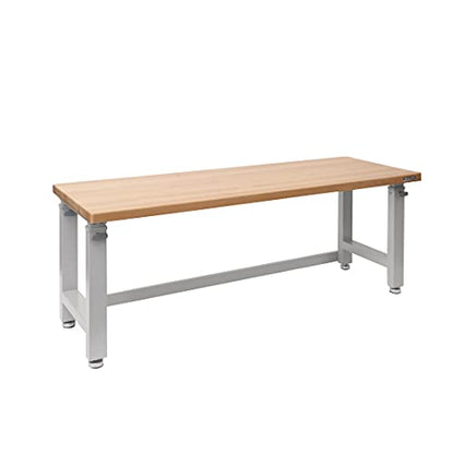 Seville Classics Heavy-Duty Wood Top Workbench Height Adjustable Desk, 72", Granite Grey - WoodArtSupply