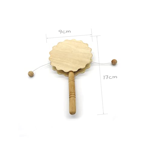 Ciieeo 4pcs Painting Rattle Montessori Wooden Rattle Wooden Handle Drum Unfinished Wood Crafts Ornaments for Brain Monkey Ornament Unpainted - WoodArtSupply