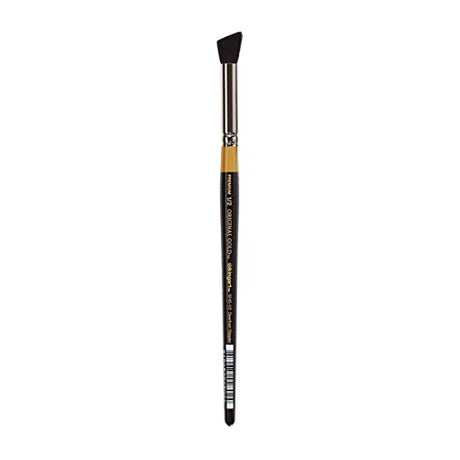 KINGART Premium Original Gold 9245-3/8 DEERFOOT STIPPLER Series Artist Brush, Russian Fitch Natural Hair, Short Handle, for Acrylic, Watercolor, Oil KINGART
