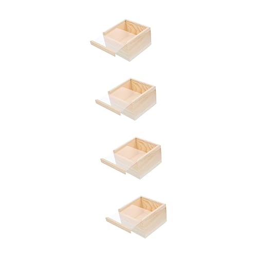 Abaodam 4pcs Box storage wooden box unfinished wooden case wood treasure chest Natural wooden gift case wooden jewelry case wood trinket containers Abaodam